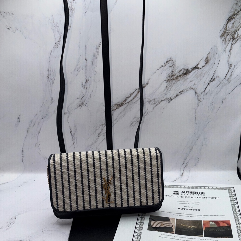 Yves Saint Laurent Cassandre phone holder striped. Authentic